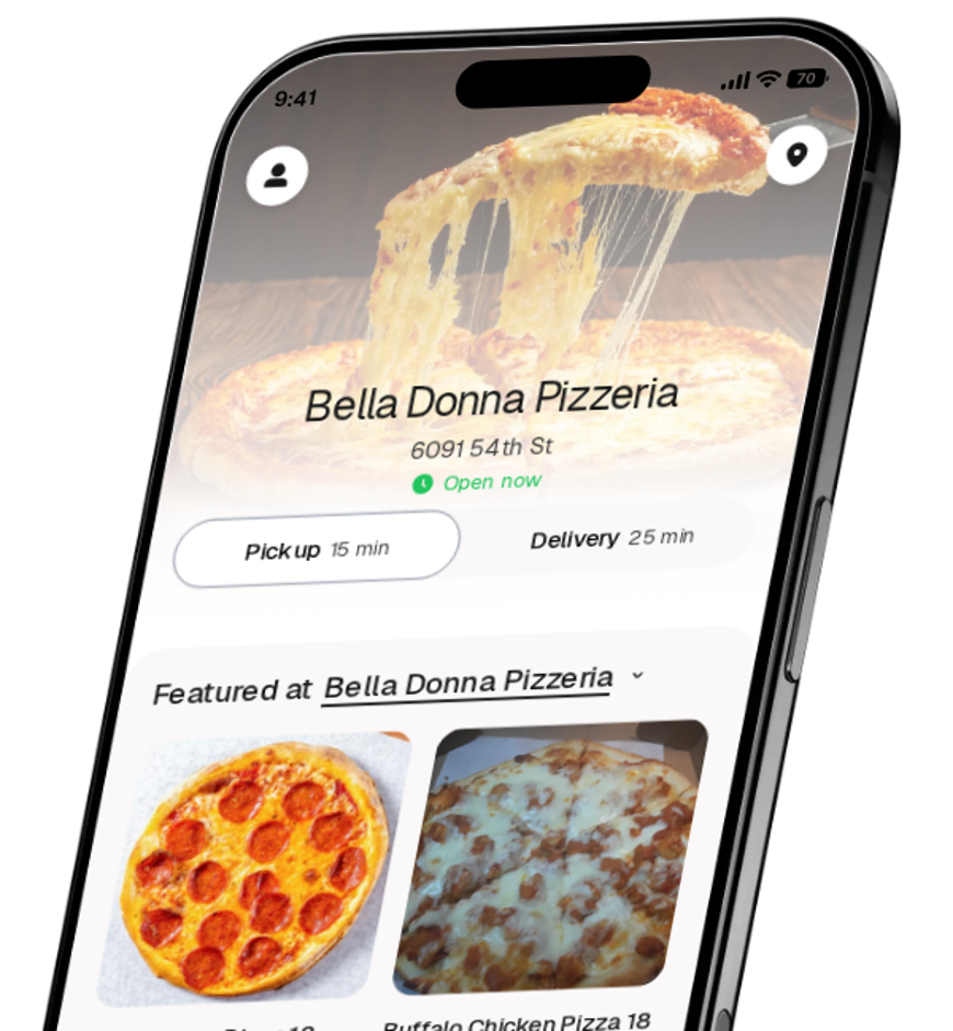 Bella Donna Pizzeria app preview