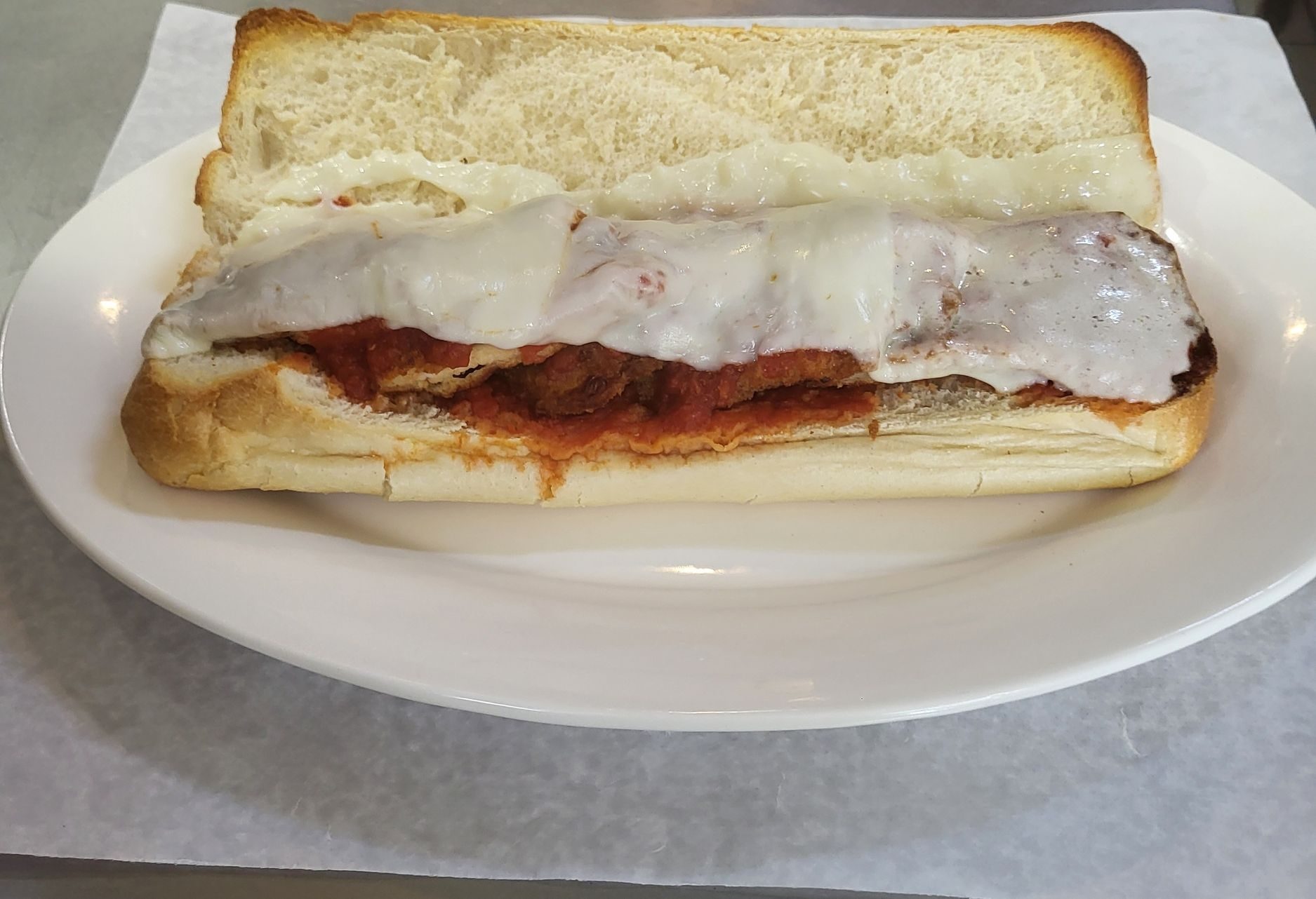 Chicken Cutlet Parmigiana Hero.