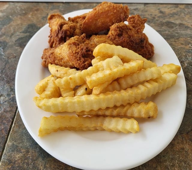 Wings with Fries.
