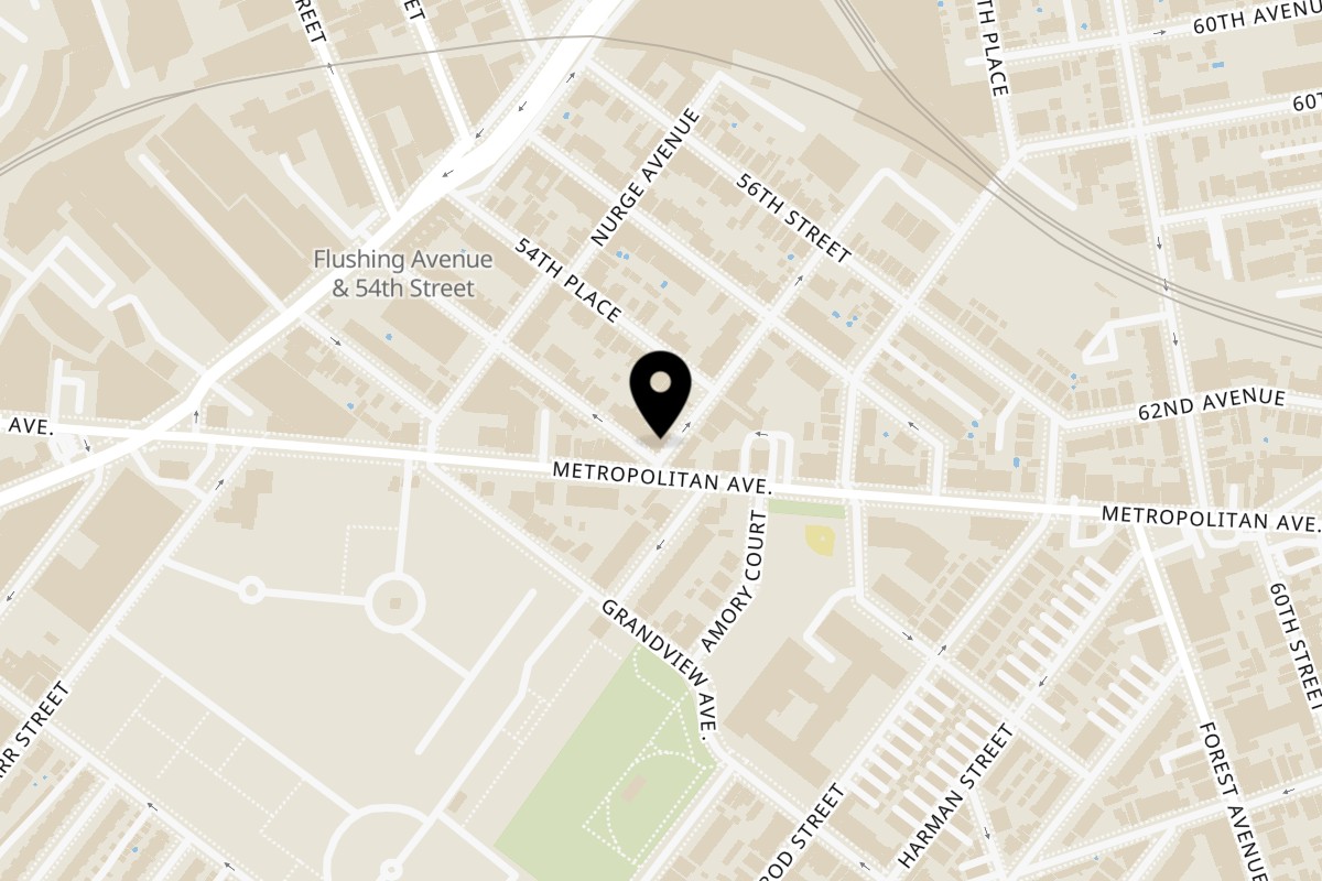 Map showing the location of Bella Donna Pizzeria on 6091 54th St in Flushing